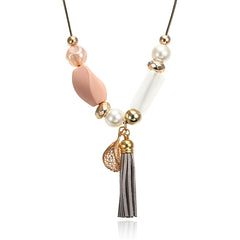 Women's Acrylic Beads Necklace with Simulated Pearl for Women Tassel Necklaces & Pendants New Fashion Jewelry for Gifts NR053